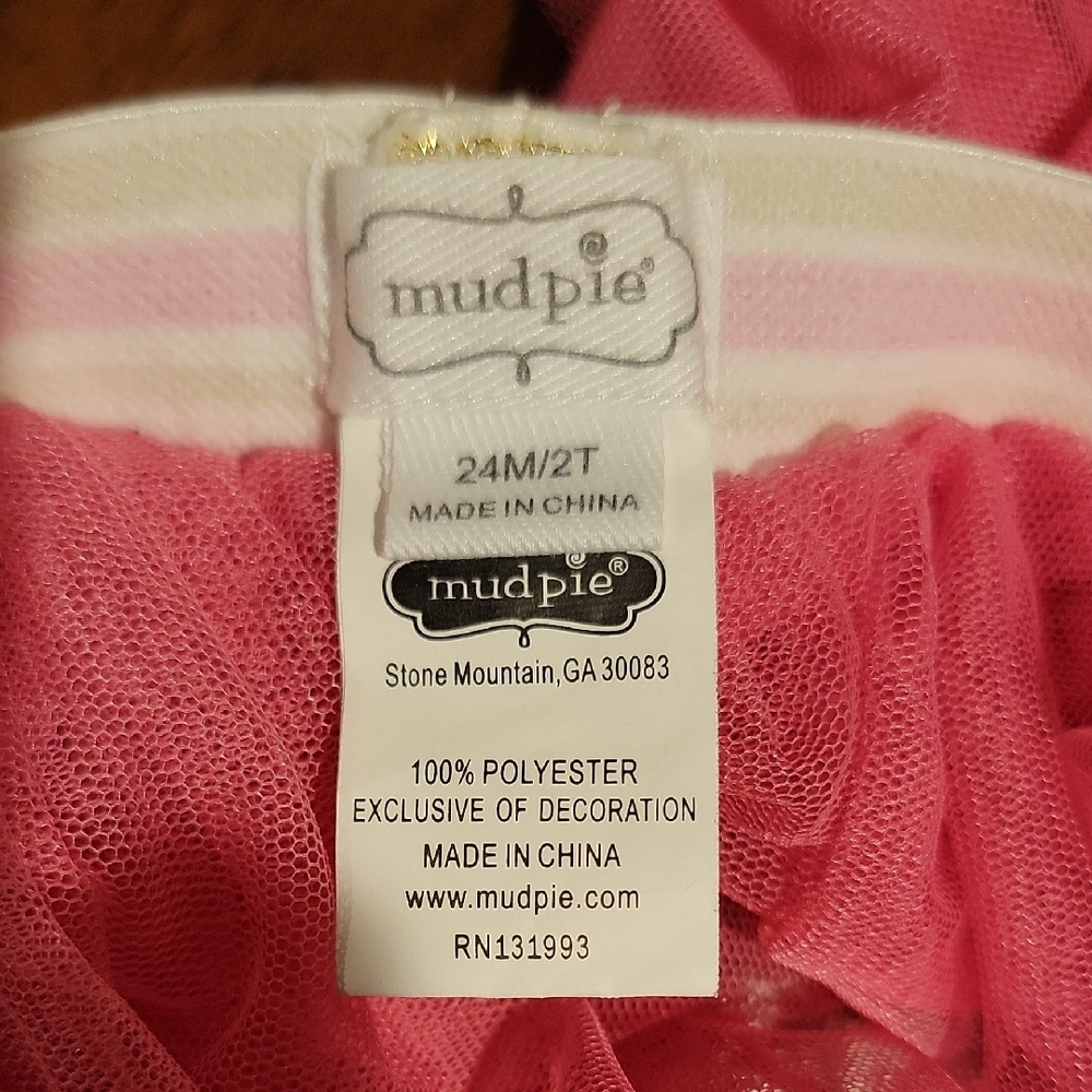 Mud Pie Colorful Striped One Piece with Pink Tutu 2T - Picture 3 of 7